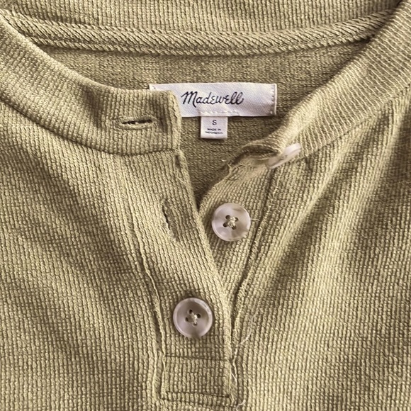 Madewell Drop-Sleeve Green Henley Thermal Shirt - Picture 4 of 4